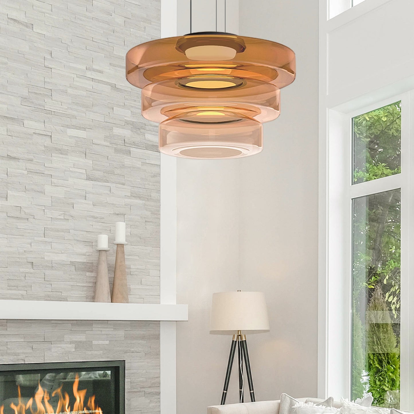 Ambera | Sleek Translucent Tiered Glass Pendant Lamp