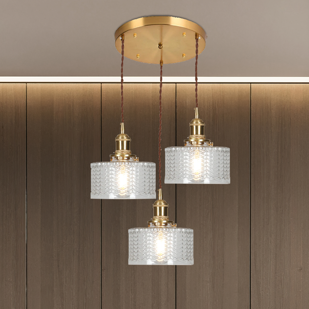 Viridis | Retro Textured Glass Cylinder Pendant Light
