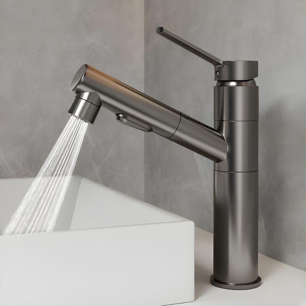 Oksvalah | Modern Geometric Column Profile Bathroom Sink Tap
