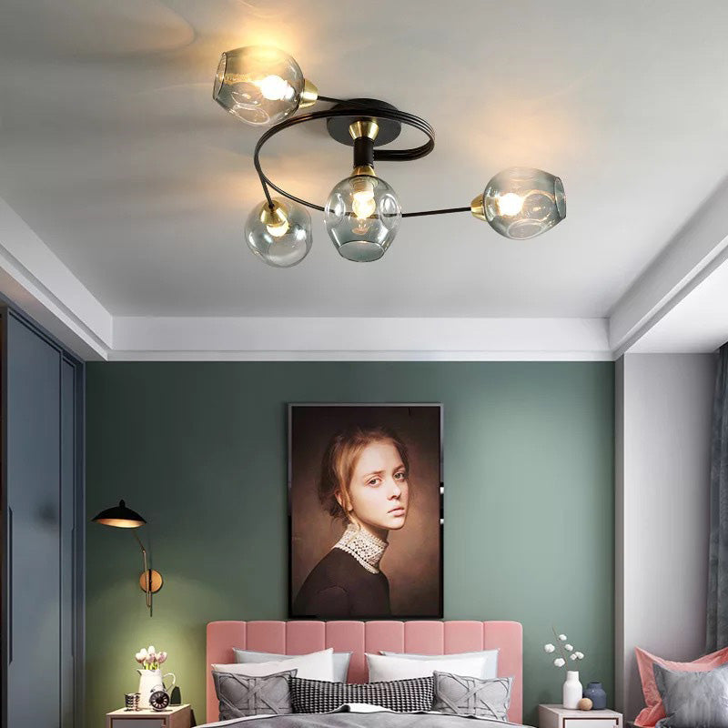 Kenzad | Modern Tornado Wave Glass Globe Flush Mount Ceiling Light