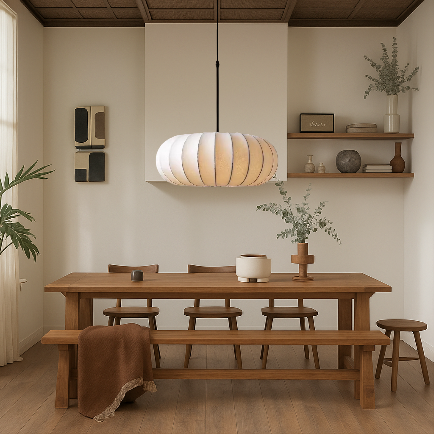 Serica | Wabi Sabi Ribbed Oval Pendant Light