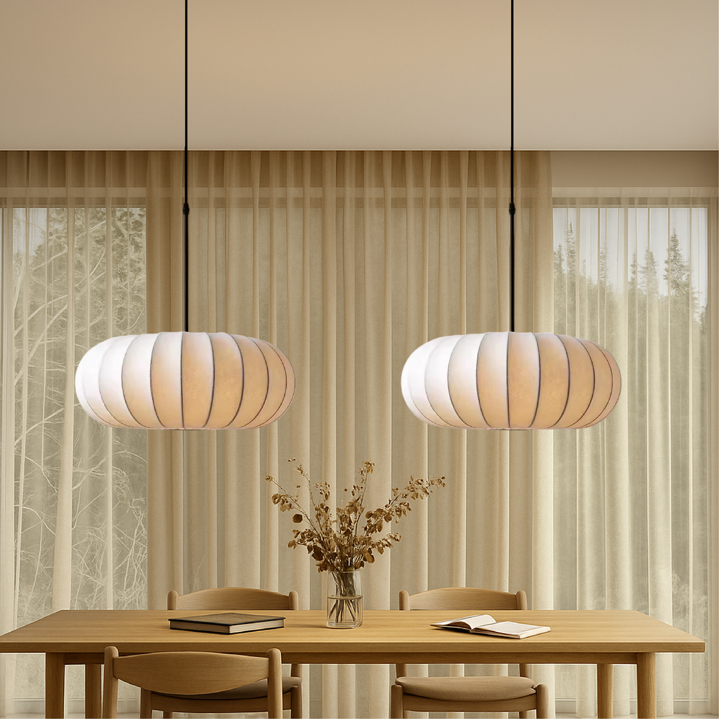 Serica | Wabi Sabi Ribbed Oval Pendant Light