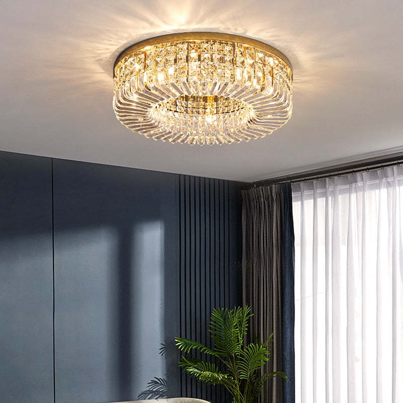 Elisse | Radiant Geometric Crystal Bloom Flush Mount Ceiling Light