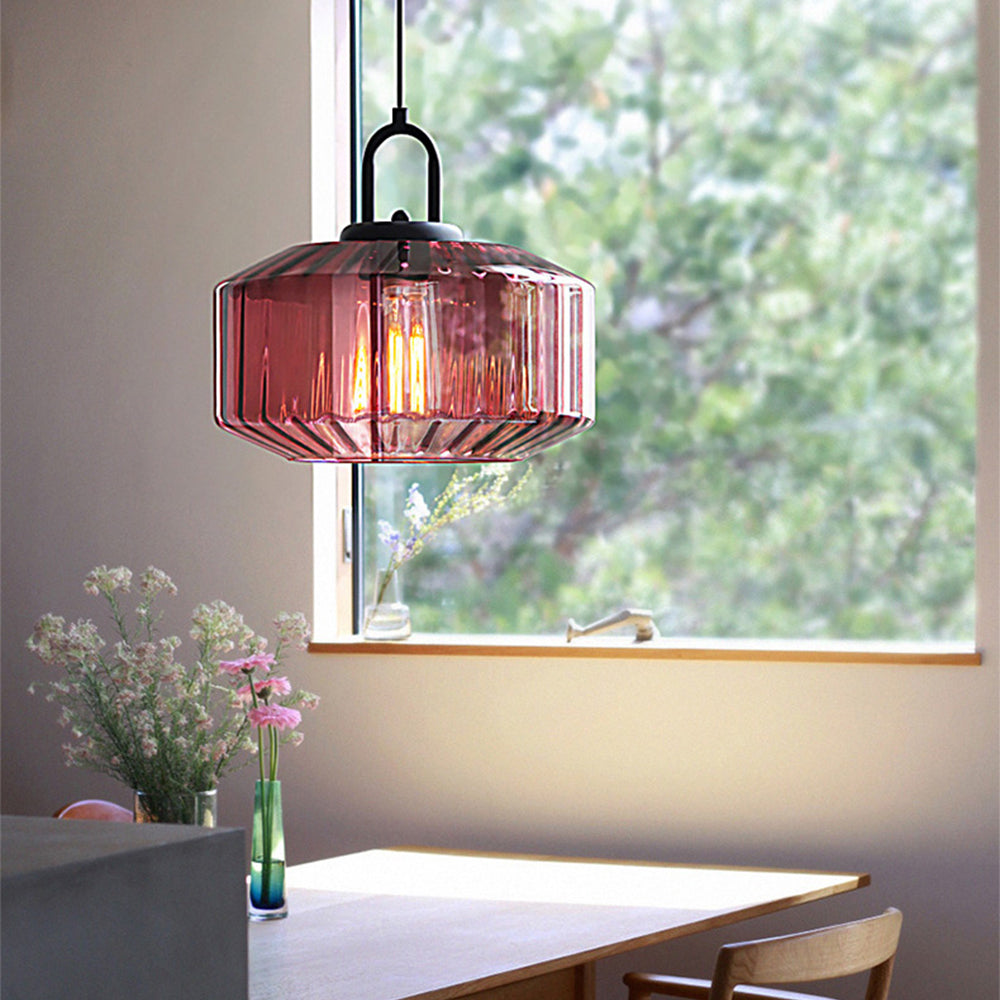 Verda | Mid Century Ribbed Glass Dome Pendant Light