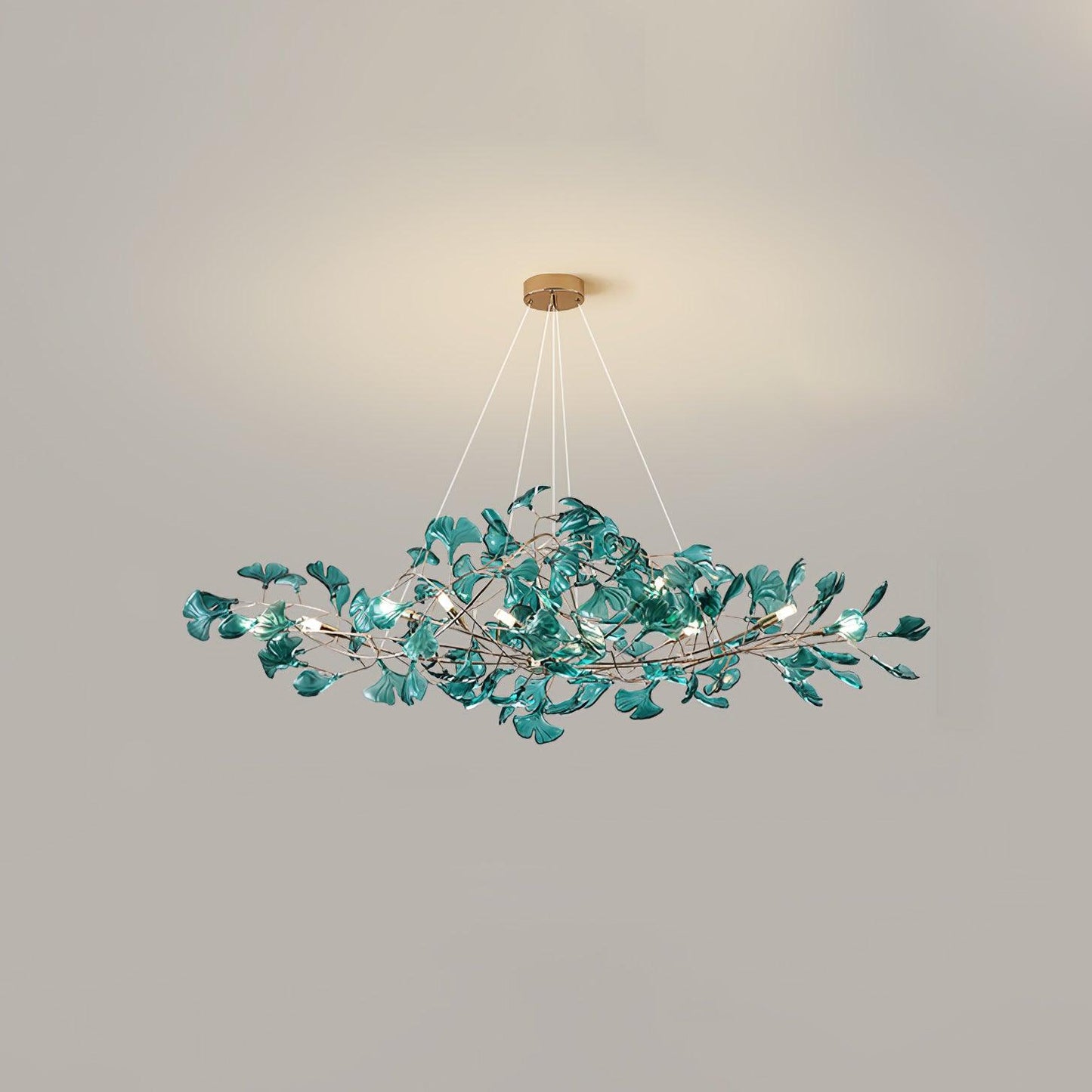 Solasvren | Ginkgo Leaf Acrylic Organic Canopy Sculptural Chandelier