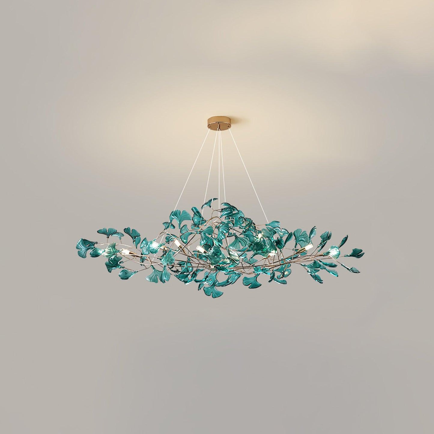 Solasvren | Ginkgo Leaf Acrylic Organic Canopy Sculptural Chandelier