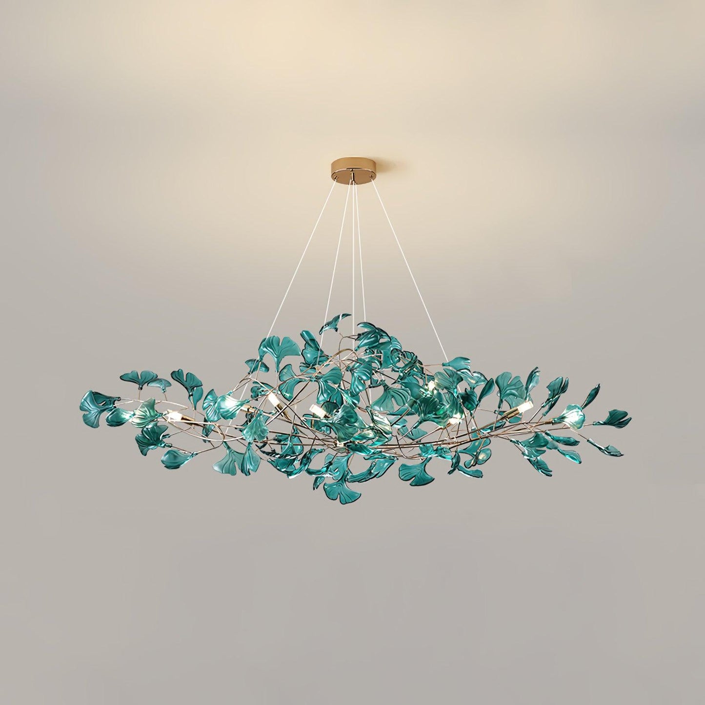 Solasvren | Ginkgo Leaf Acrylic Organic Canopy Sculptural Chandelier
