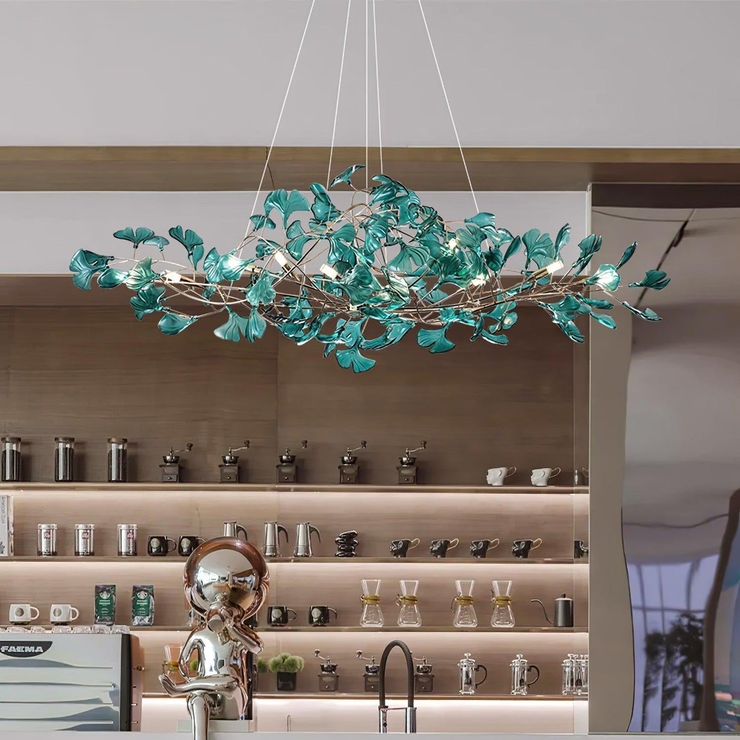 Solasvren | Ginkgo Leaf Acrylic Organic Canopy Sculptural Chandelier