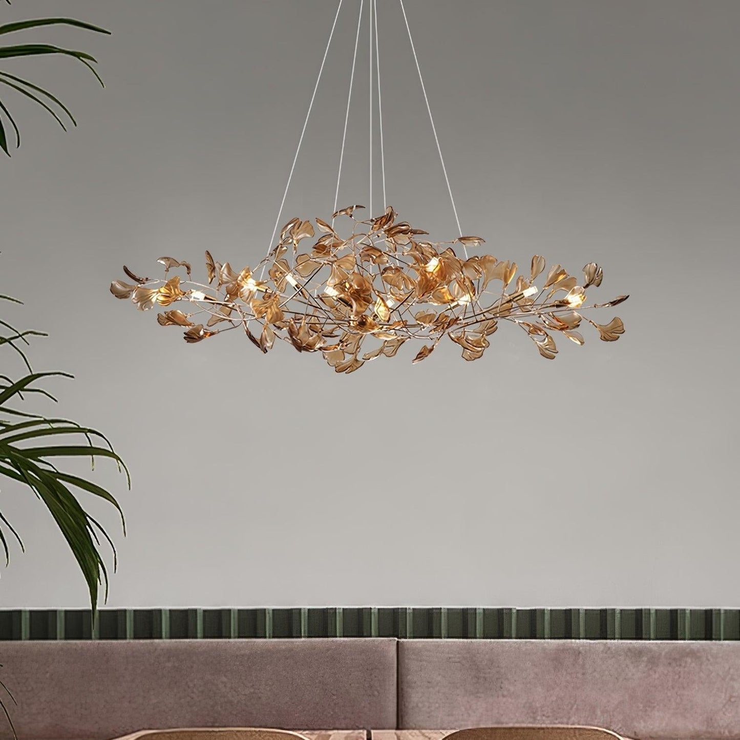 Solasvren | Ginkgo Leaf Acrylic Organic Canopy Sculptural Chandelier
