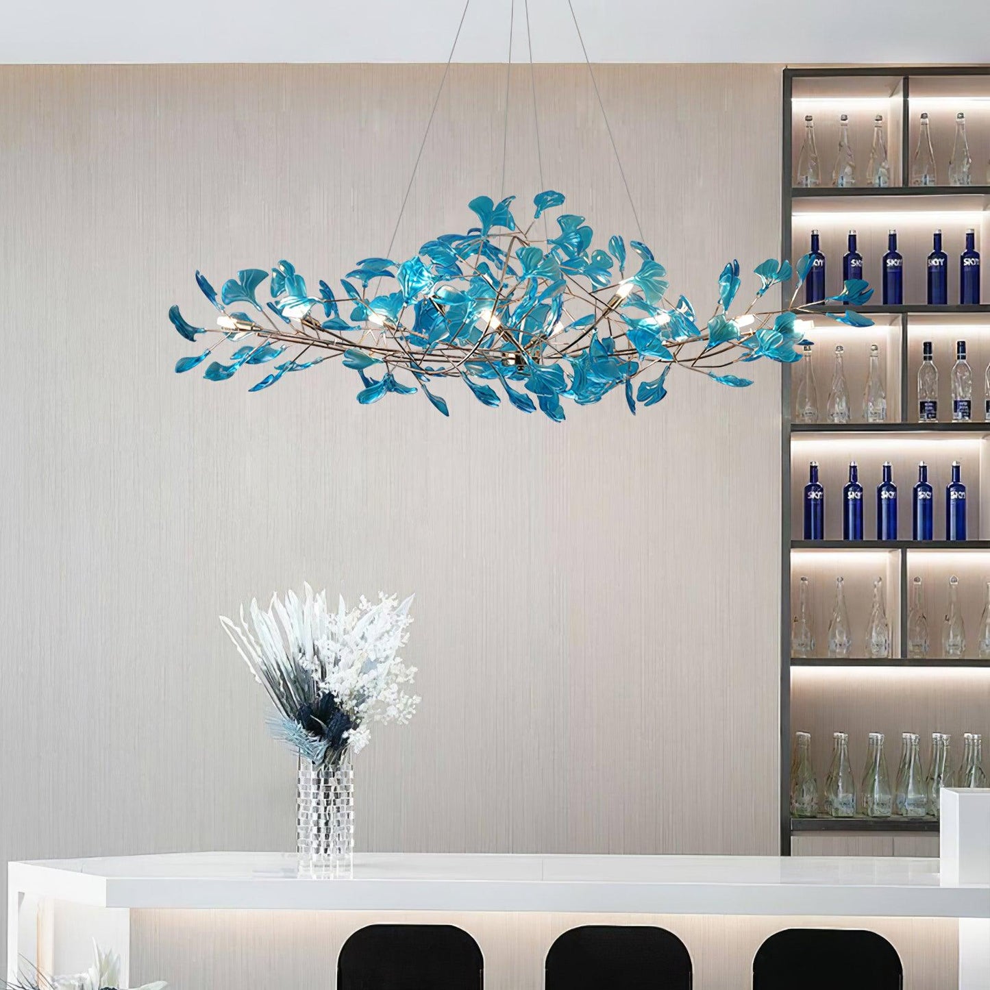 Solasvren | Ginkgo Leaf Acrylic Organic Canopy Sculptural Chandelier