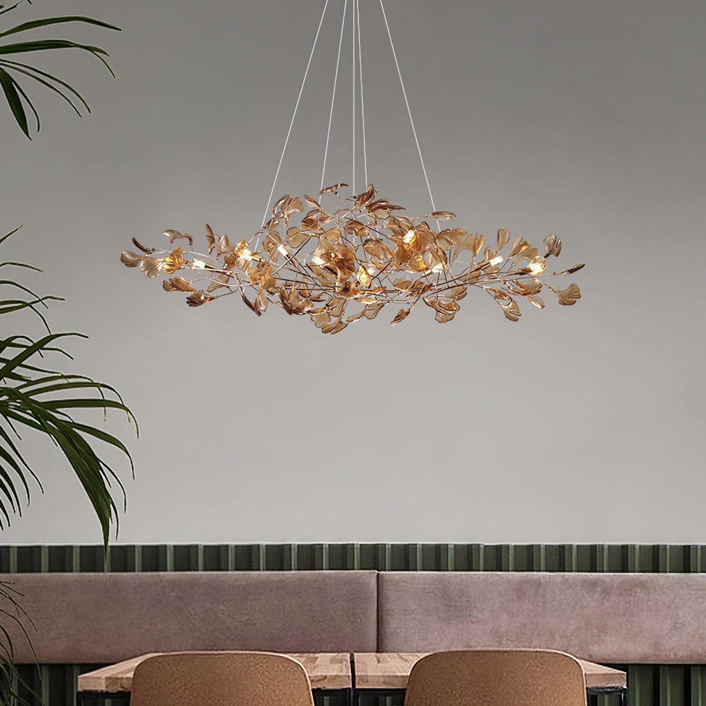 Solasvren | Ginkgo Leaf Acrylic Organic Canopy Sculptural Chandelier