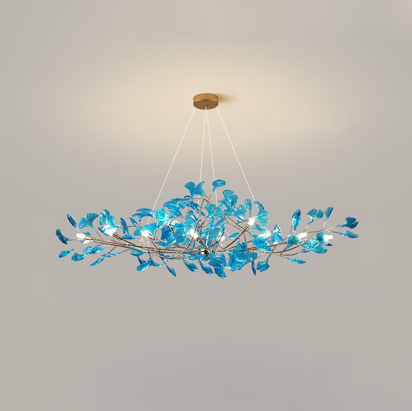 Solasvren | Ginkgo Leaf Acrylic Organic Canopy Sculptural Chandelier