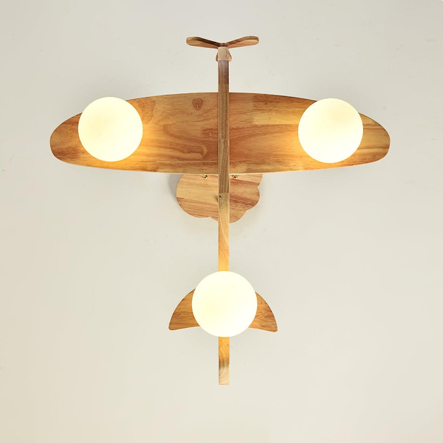 Tethelis | Airplane Shaped Timber Artful Glass Globe Pendant Light