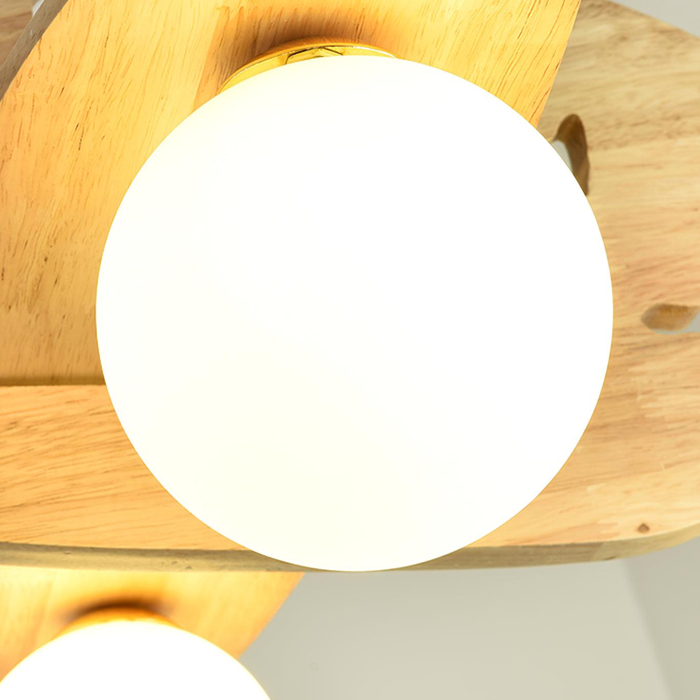 Tethelis | Airplane Shaped Timber Artful Glass Globe Pendant Light