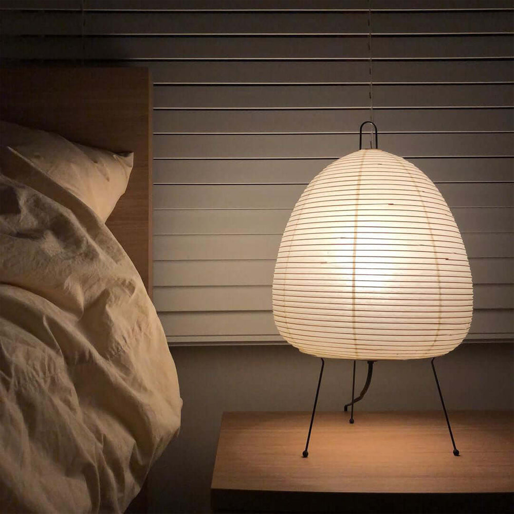 Kryntaleo | Japanese Ribbed Bamboo Silhouette Oriental Accent Table Lamp