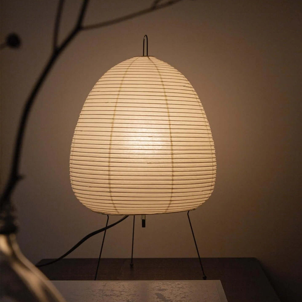 Kryntaleo | Japanese Ribbed Bamboo Silhouette Oriental Accent Table Lamp