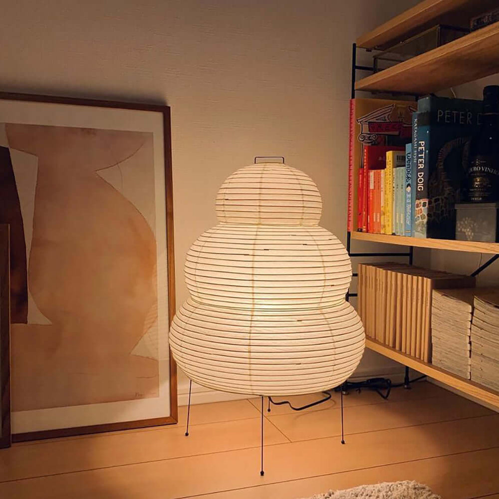 Kryntaleo | Japanese Ribbed Bamboo Silhouette Oriental Accent Table Lamp