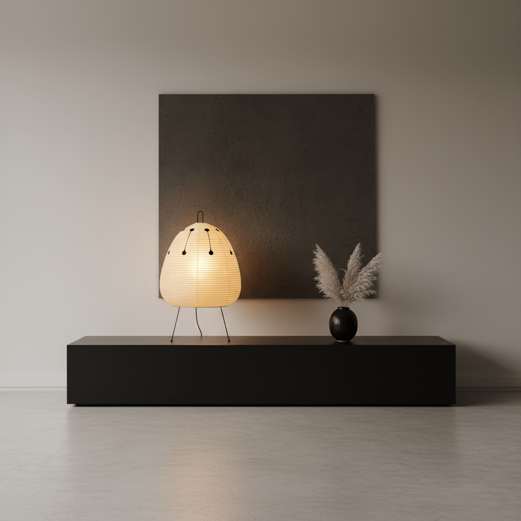 Kryntaleo | Japanese Ribbed Bamboo Silhouette Oriental Accent Table Lamp