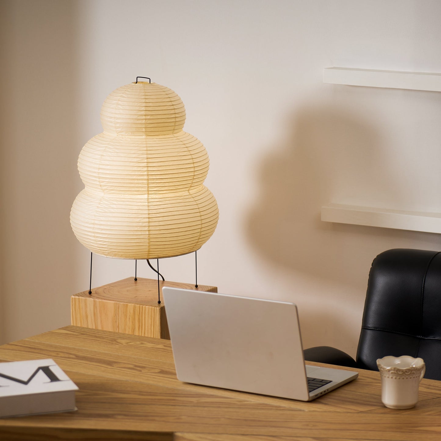 Kryntaleo | Japanese Ribbed Bamboo Silhouette Oriental Accent Table Lamp