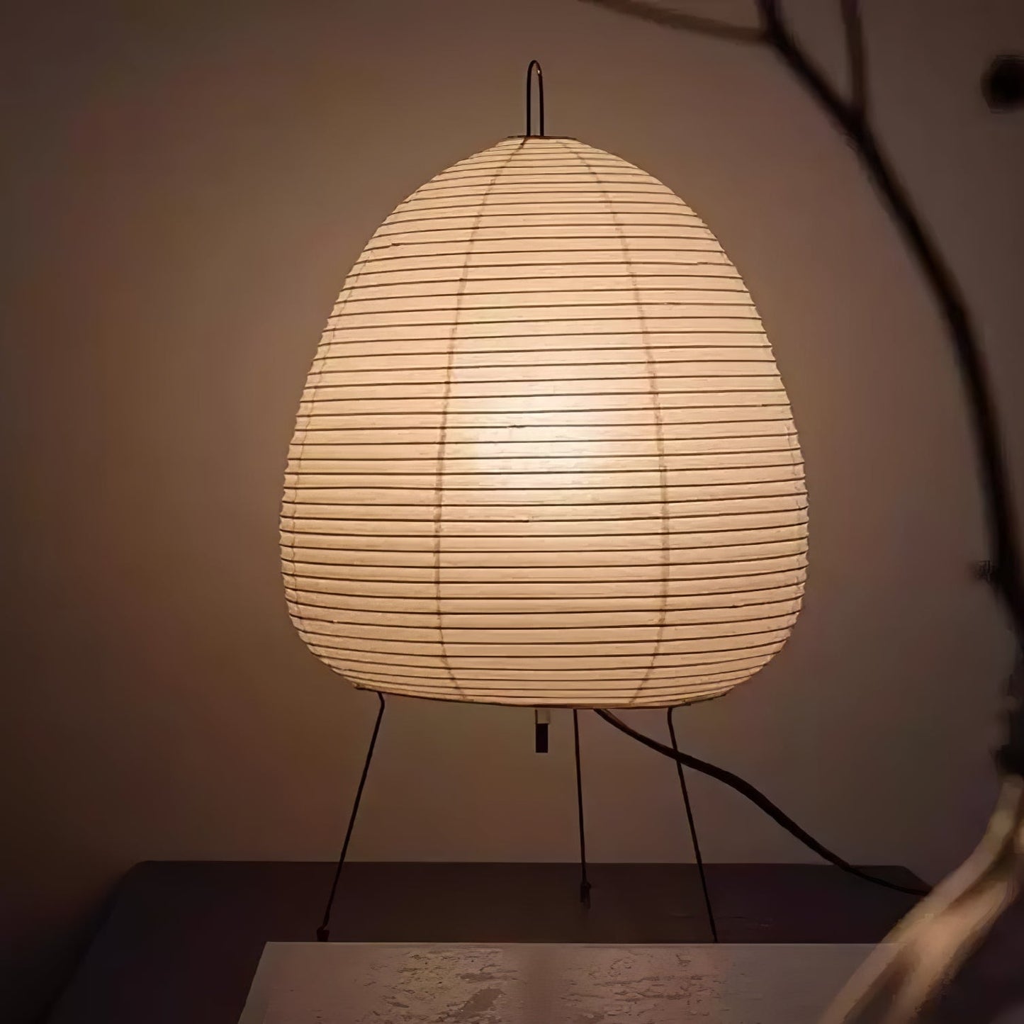 Kryntaleo | Japanese Ribbed Bamboo Silhouette Oriental Accent Table Lamp