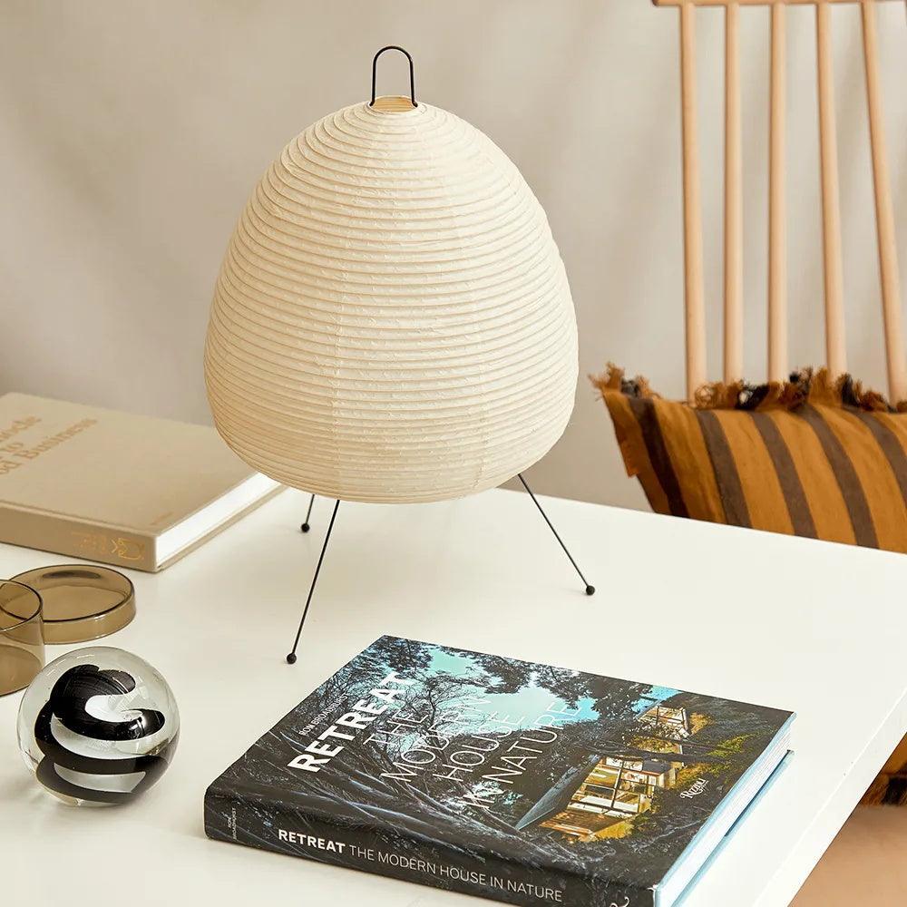 Kryntaleo | Japanese Ribbed Bamboo Silhouette Oriental Accent Table Lamp