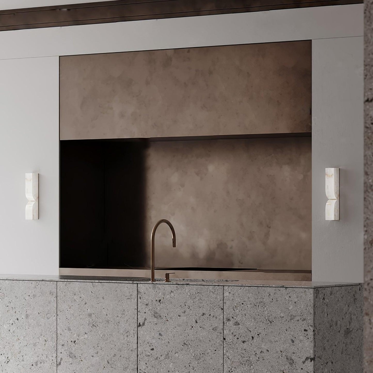 Marbrisso | Minimalist Carved Alabaster Stone Wall Light