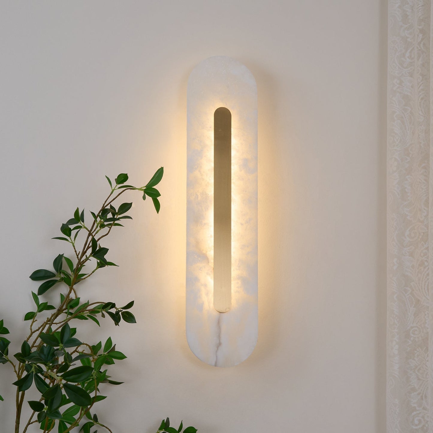 Corinthia | Alabaster Cylindrical Translucent Stone Wall Light