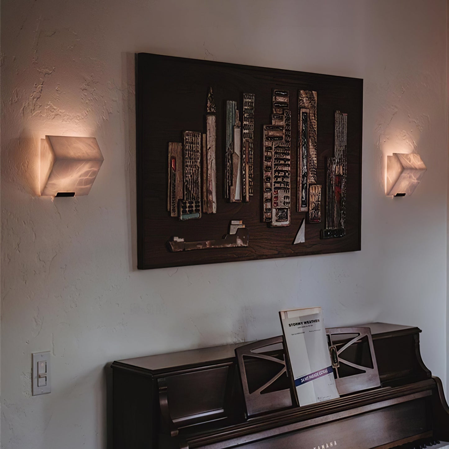 Luvidior | Architectural Column Alabaster Stone Blocks Wall Light