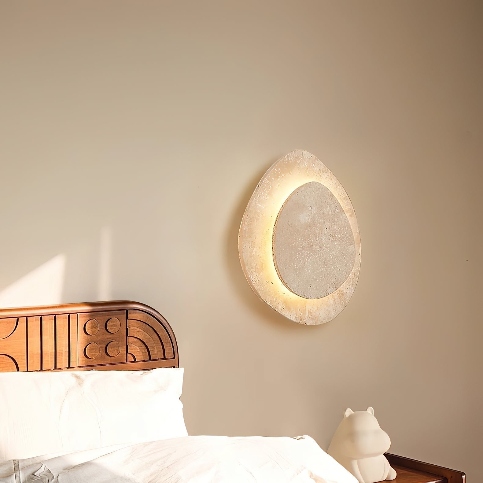 Alavari | Travertine Stone Scalloped Sculptural Art Wall Light