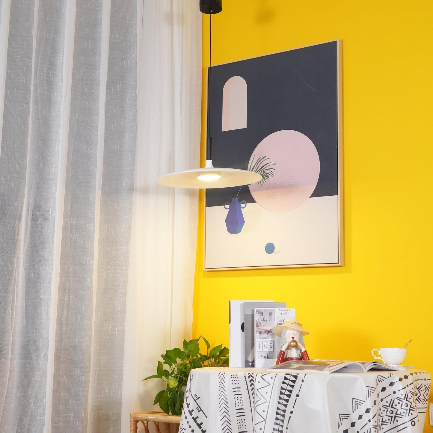 Thaloric | Minimalist Industrial Aluminum Flat Disc Pendant Light