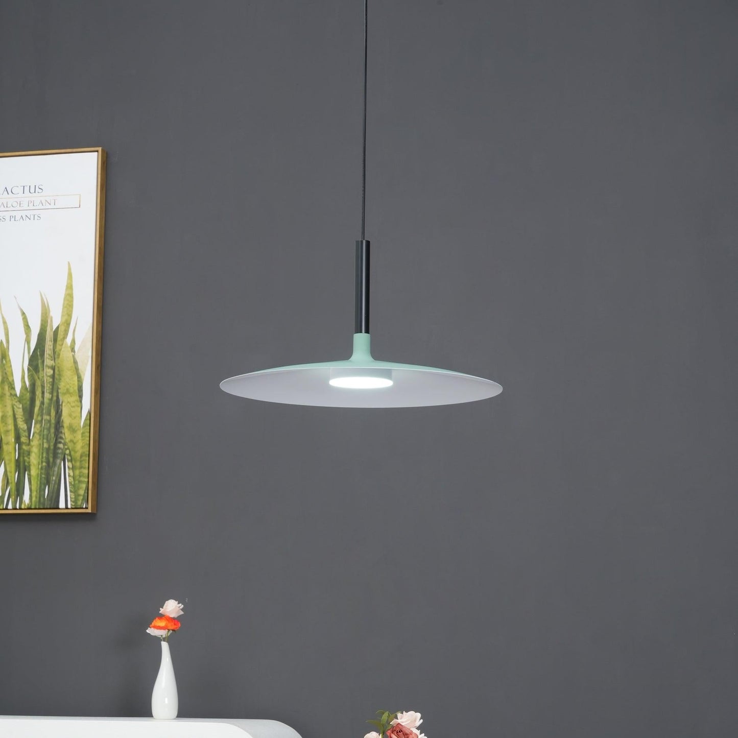 Thaloric | Minimalist Industrial Aluminum Flat Disc Pendant Light