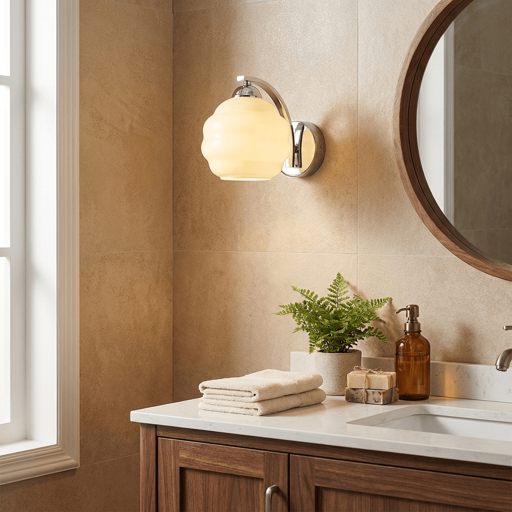 Thryndol | Ribbed Glass Globe Vintage Wall Light