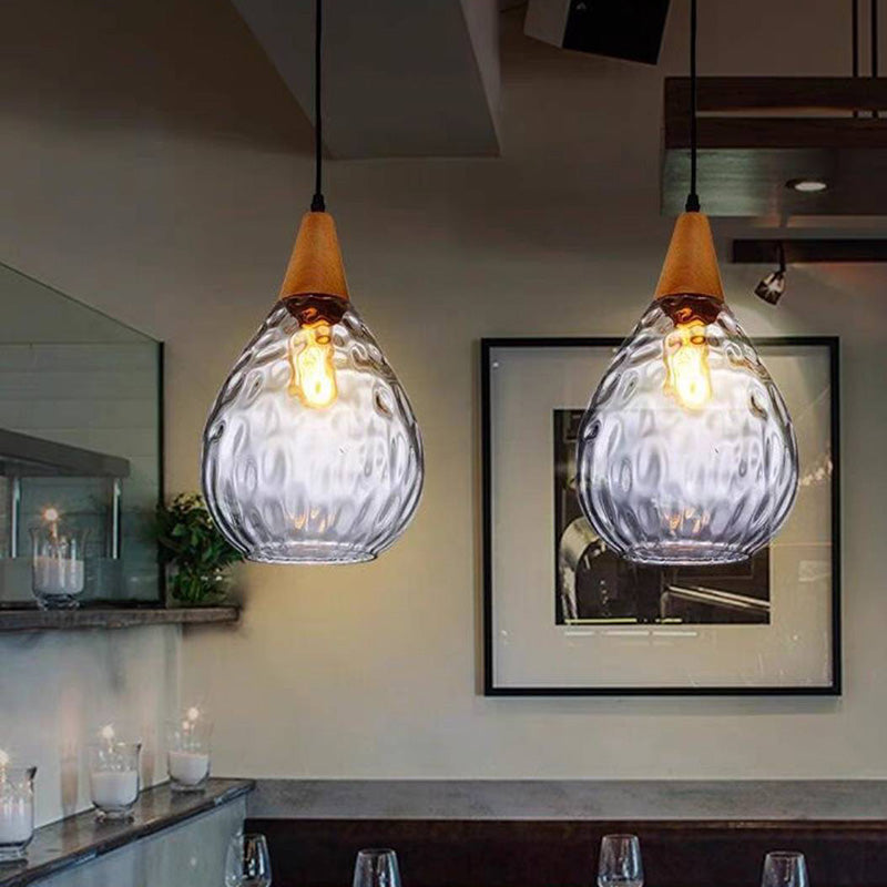 Niris | Minimalist Teardrop Textured Glass Pendant Light