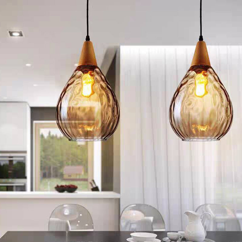 Niris | Minimalist Teardrop Textured Glass Pendant Light