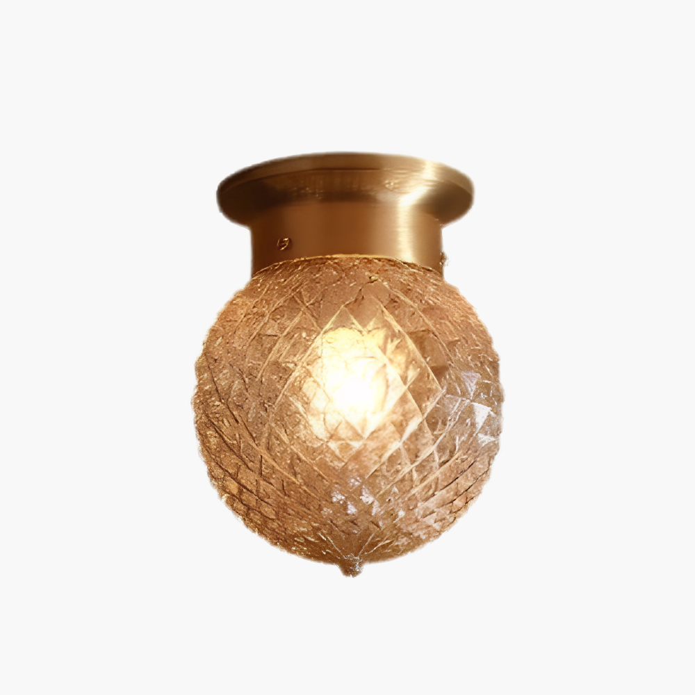 Belthrin | Amber Glass Rounded Profile Flush Ceiling Light