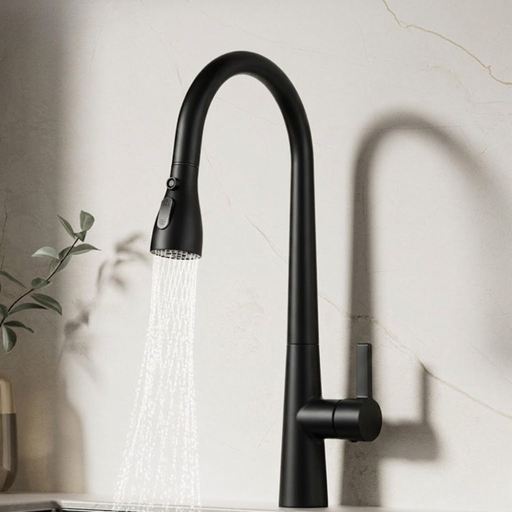 Lyvrune | Professional Arched Profile Retractable Spout Kitchen Sink Mixer Tap
