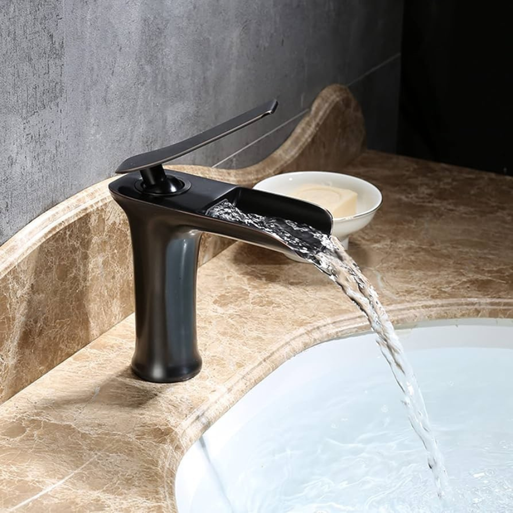 Aerithen | Modern Low Arc Vessel Waterfall Spout Bathroom Sink Tap
