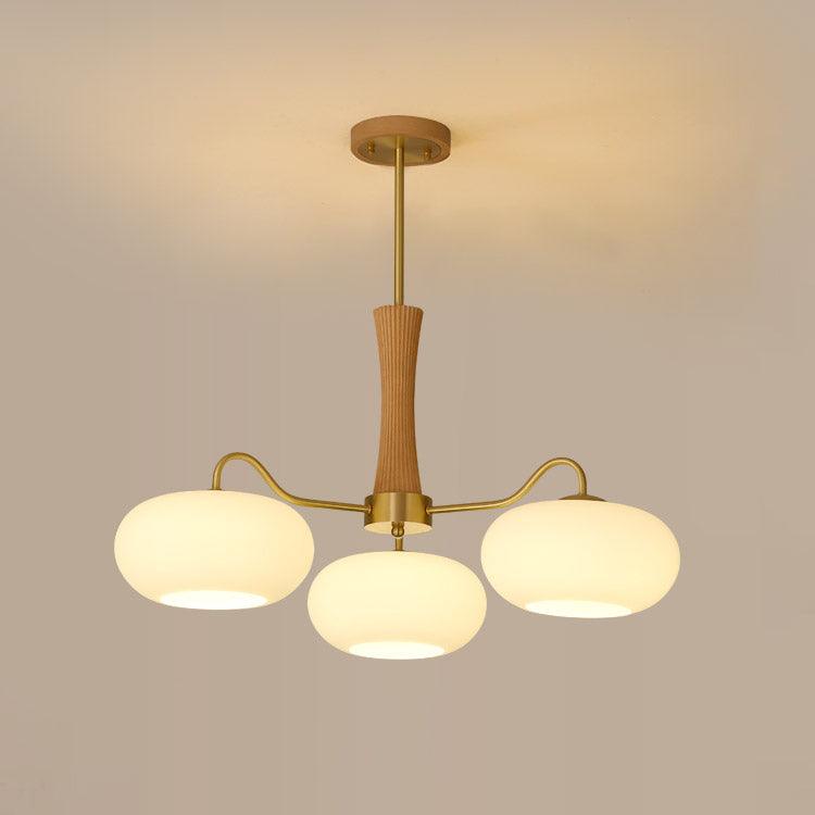 Vaelara | Frosted Globe Mid-Century Brass Arms Chandelier