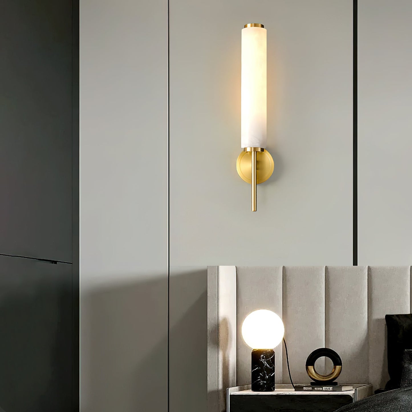 Kelsorim | Geometric Minimalist Alabaster Cylinder Wall Light