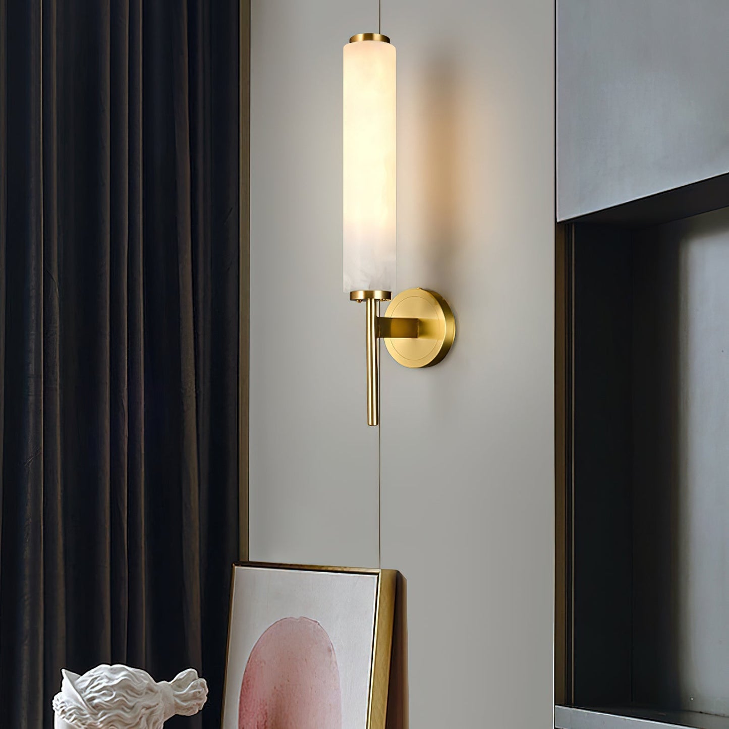 Kelsorim | Geometric Minimalist Alabaster Cylinder Wall Light