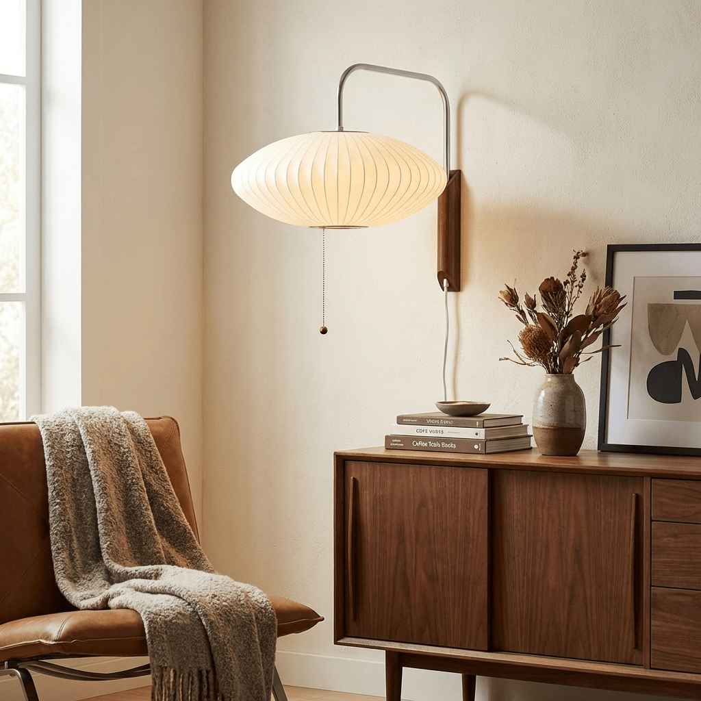 Kyntaroc | Retro Ribbed Silhouette Floating Globe Wall Light