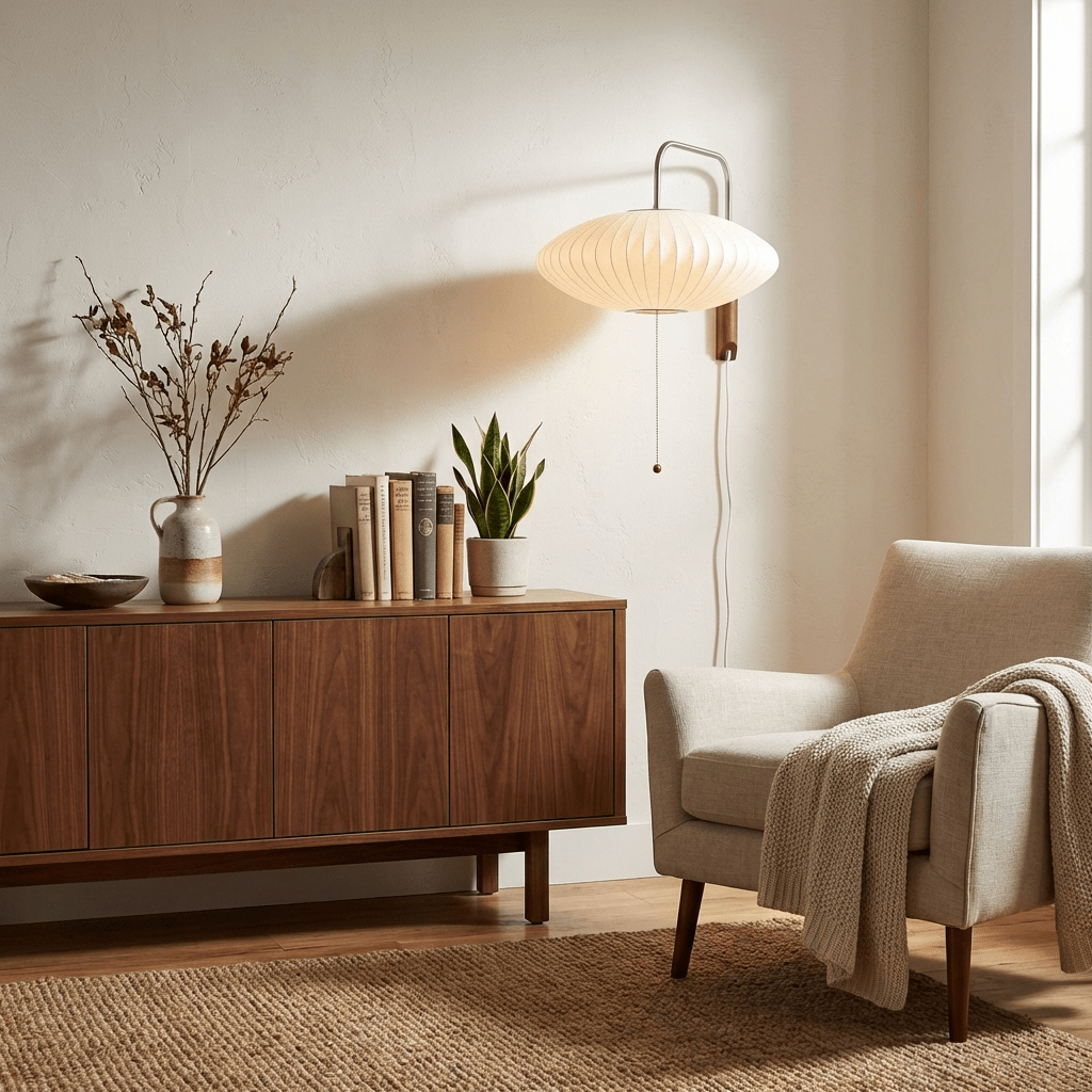Kyntaroc | Retro Ribbed Silhouette Floating Globe Wall Light