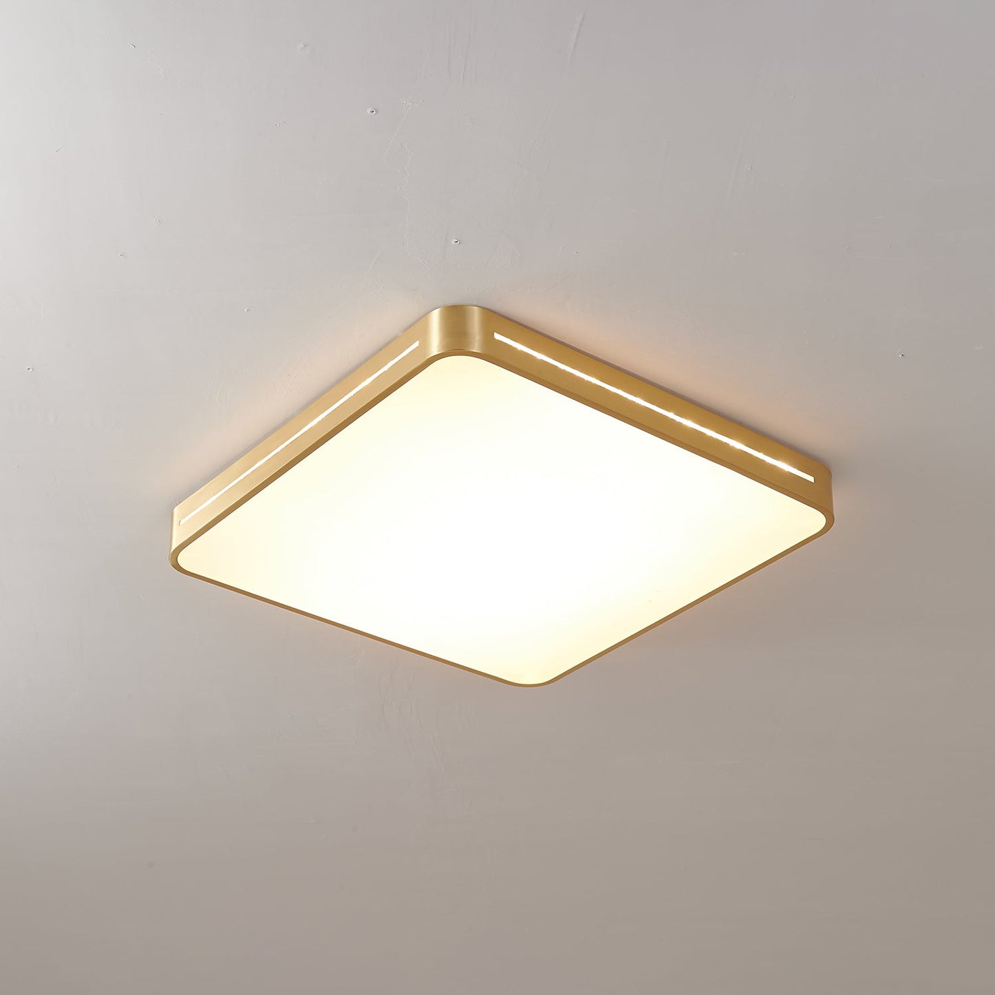 Isalun | Minimalist Brass Geometric Flush Mount Ceiling Light