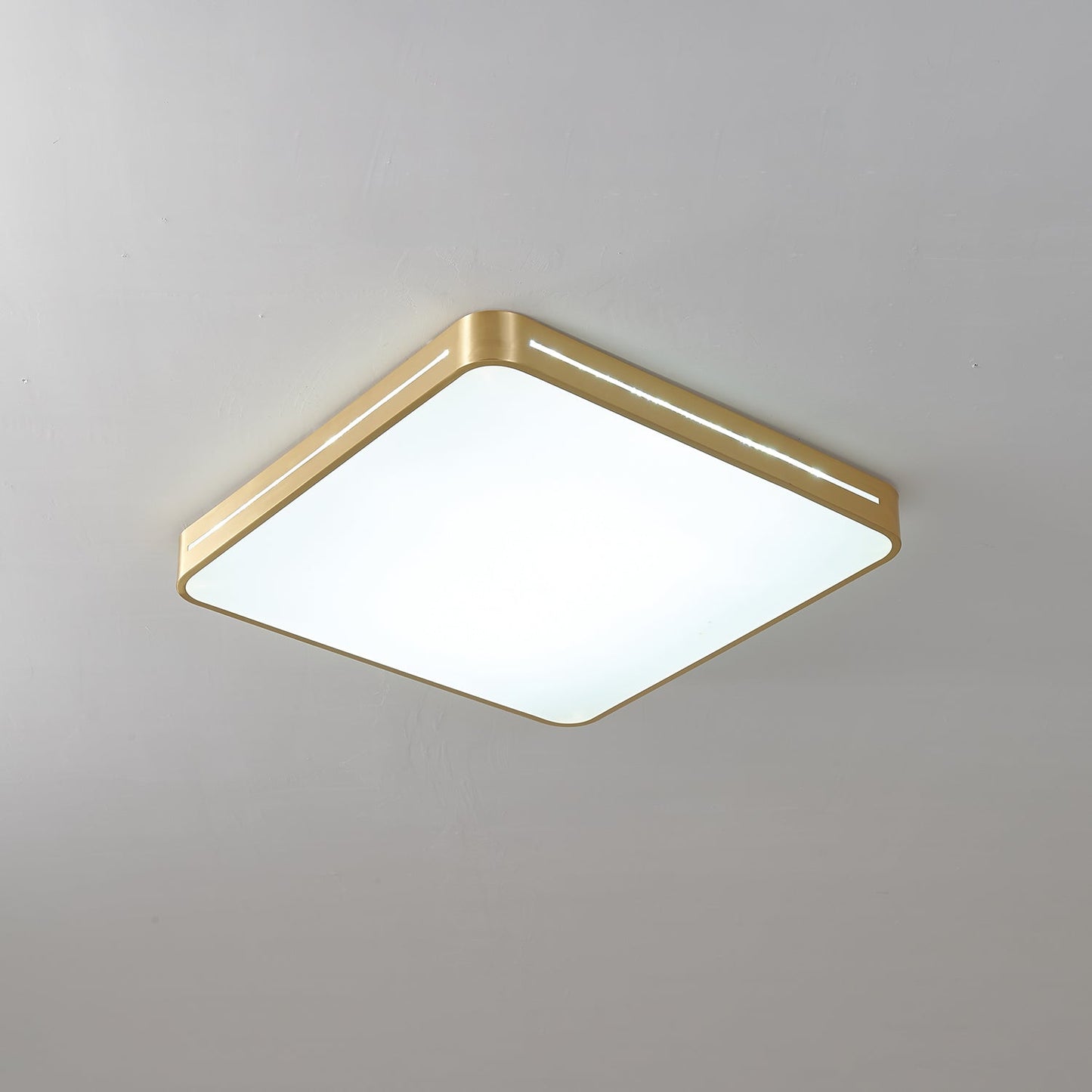 Isalun | Minimalist Brass Geometric Flush Mount Ceiling Light
