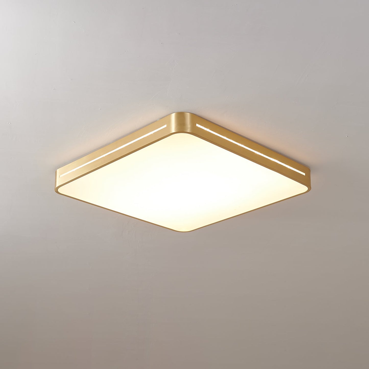 Isalun | Minimalist Brass Geometric Flush Mount Ceiling Light