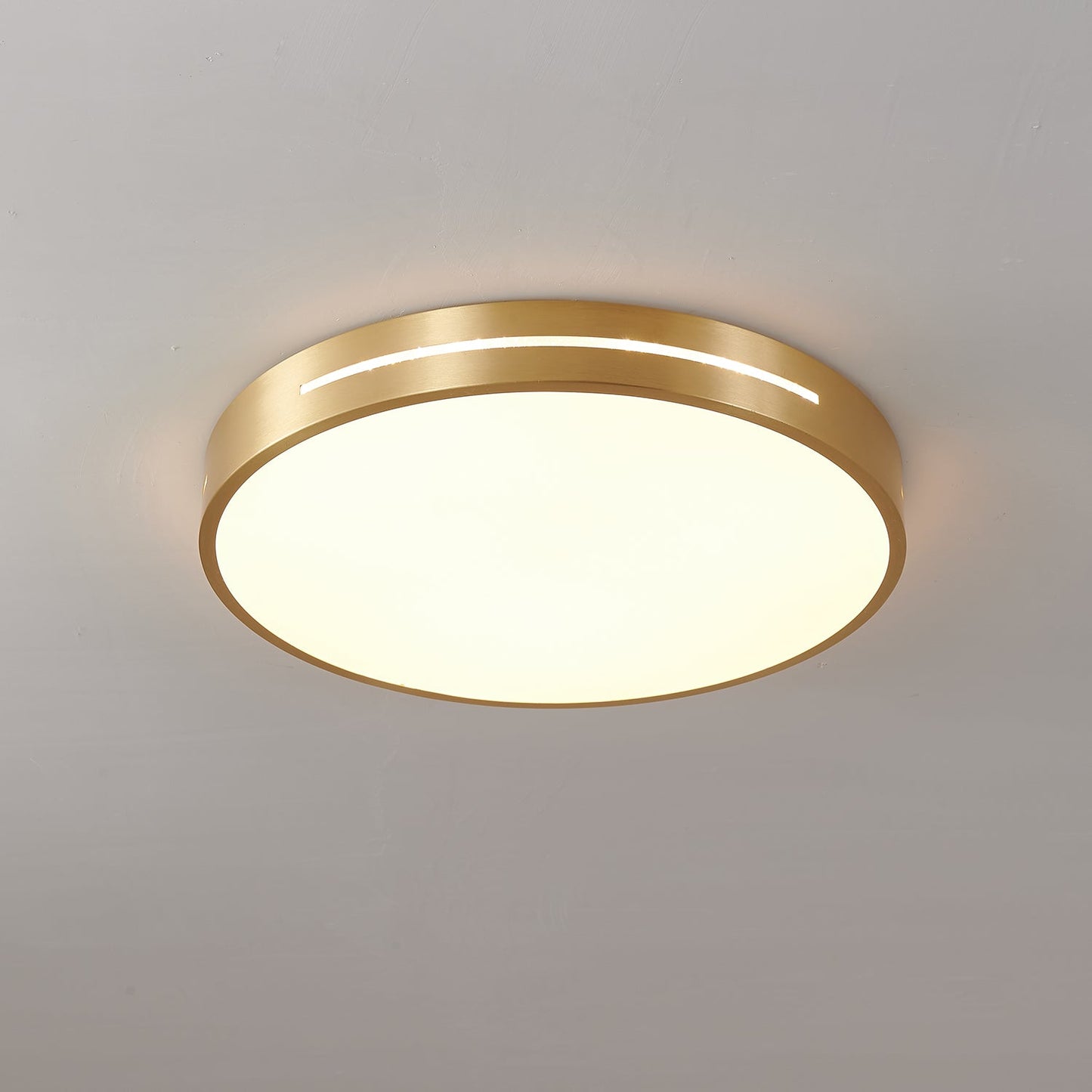Isalun | Minimalist Brass Geometric Flush Mount Ceiling Light