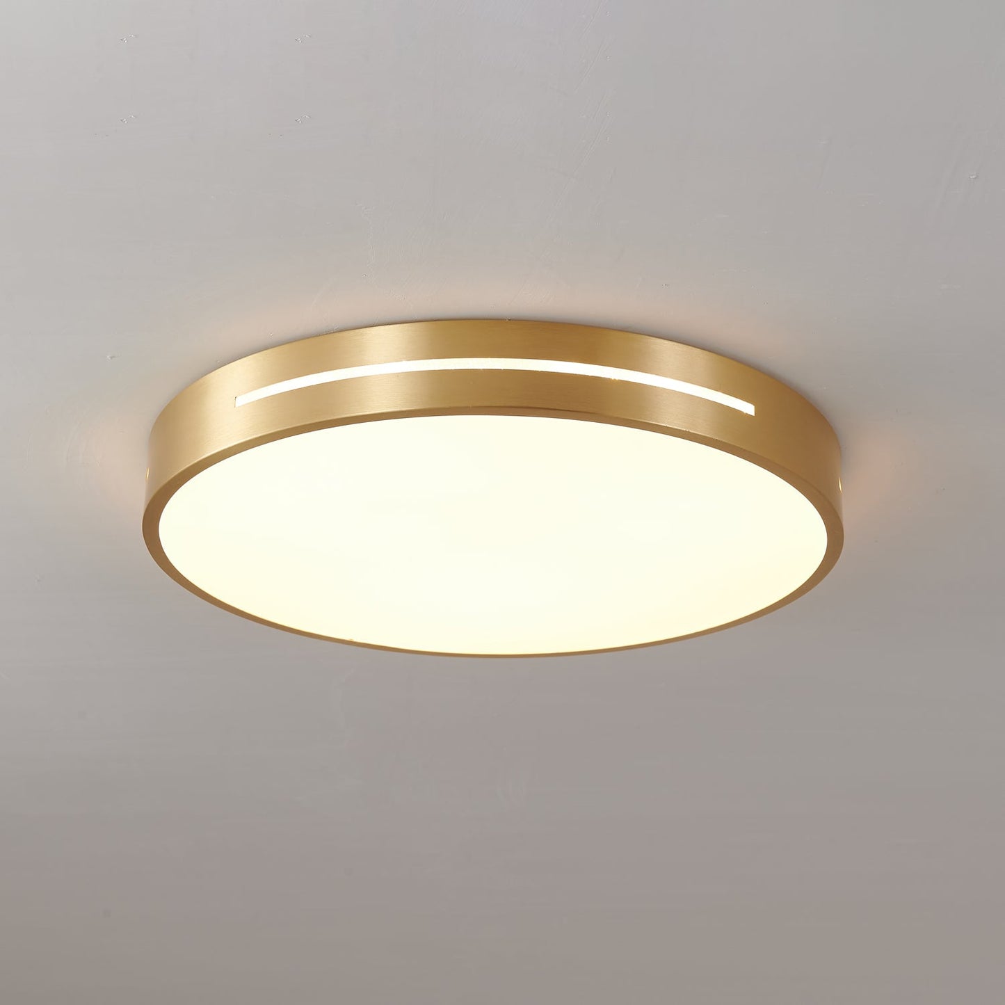 Isalun | Minimalist Brass Geometric Flush Mount Ceiling Light