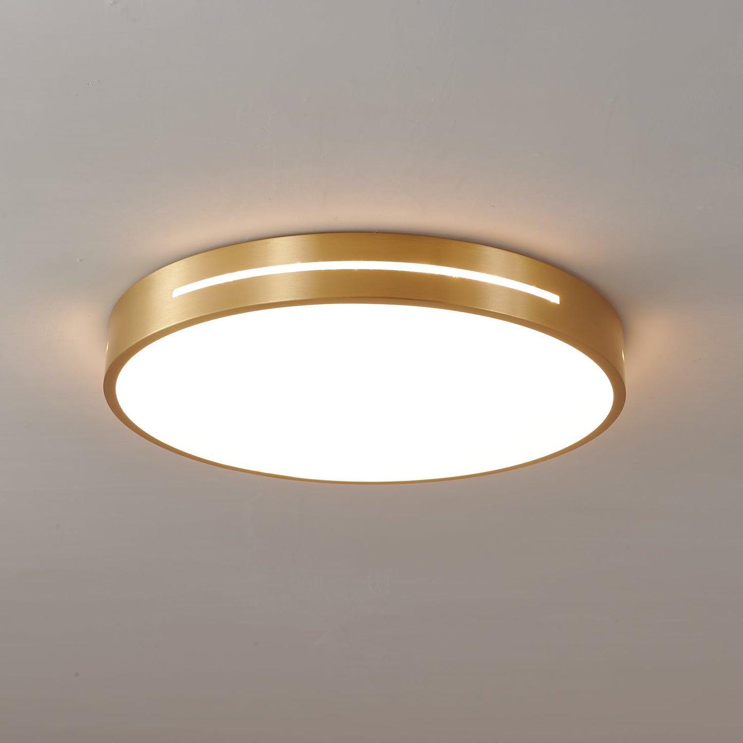 Isalun | Minimalist Brass Geometric Flush Mount Ceiling Light