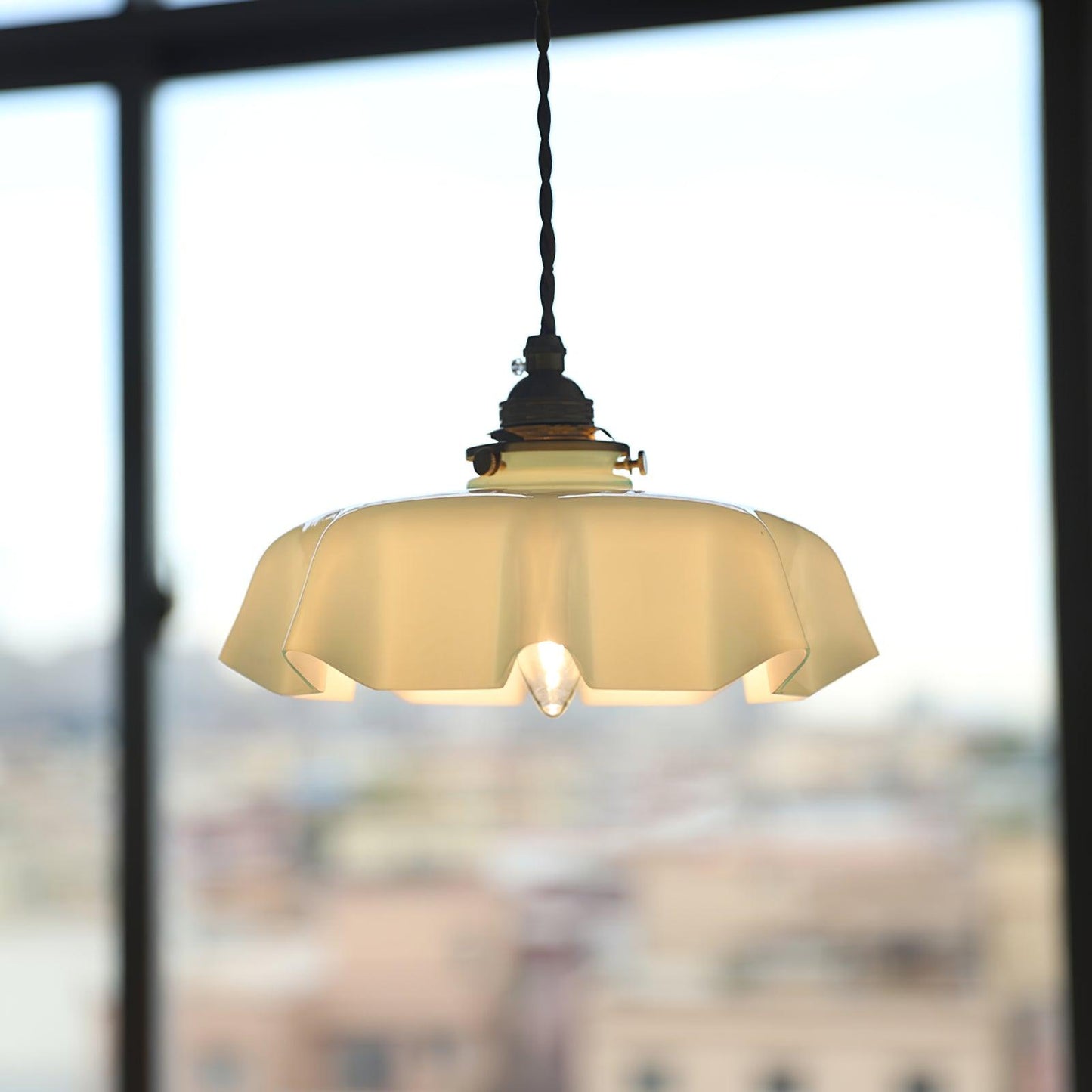 Kelvarna | Vintage Pleated Glass Fluted Pendant Light