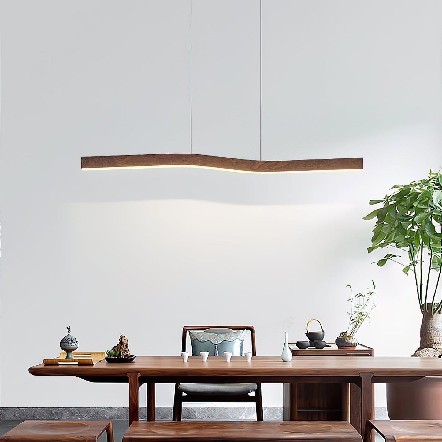 Erisun | Linear Arching Nordic Timber Pendant Light